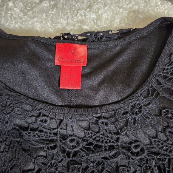 V Cristina Black Sheath Bell Sleeve Mini Dress - Picture 6 of 8